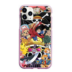 Чехол iPhone 11 Pro матовый One Pieceгерои, цвет: 3D-розовый