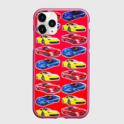 Чехол iPhone 11 Pro матовый Спортивные машины, цвет: 3D-малиновый