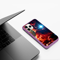 Чехол iPhone 11 Pro матовый Яркая звезда в космическом пространстве, цвет: 3D-фиолетовый — фото 2