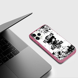 Чехол iPhone 11 Pro матовый Five Finger Death Punch - мелкие трещины, цвет: 3D-малиновый — фото 2