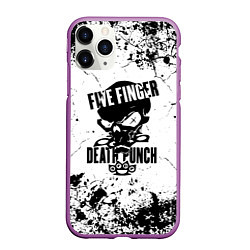 Чехол iPhone 11 Pro матовый Five Finger Death Punch - мелкие трещины, цвет: 3D-фиолетовый