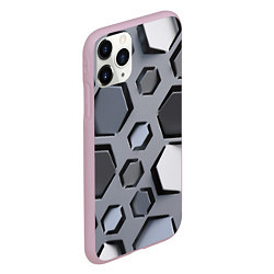 Чехол iPhone 11 Pro матовый Металлическая киберпанк броня - Серый, цвет: 3D-розовый — фото 2