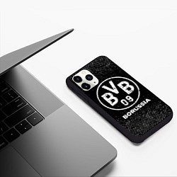 Чехол iPhone 11 Pro матовый Borussia с потертостями на темном фоне, цвет: 3D-черный — фото 2