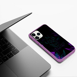 Чехол iPhone 11 Pro матовый Five Nights At Freddys - пламя neon, цвет: 3D-фиолетовый — фото 2