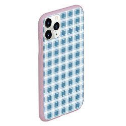 Чехол iPhone 11 Pro матовый Бело-голубой клетчатый узор, цвет: 3D-розовый — фото 2