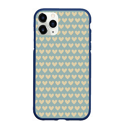 Чехол iPhone 11 Pro матовый Бежевые сердечки, цвет: 3D-тёмно-синий