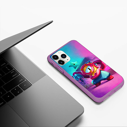 Чехол iPhone 11 Pro матовый Отис Бравл Старс / 3D-Фиолетовый – фото 3