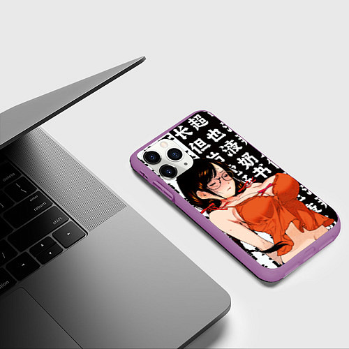 Чехол iPhone 11 Pro матовый Цубаса Ханэкава - monogatari series / 3D-Фиолетовый – фото 3