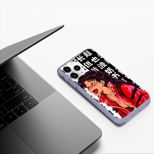 Чехол iPhone 11 Pro матовый Мисато Кацураги AHEGAO EVA / 3D-Светло-сиреневый – фото 3