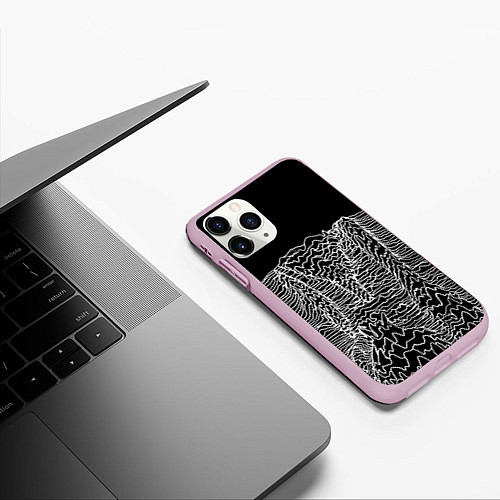 Чехол iPhone 11 Pro матовый Чёрно-белый объёмный растр / 3D-Розовый – фото 3