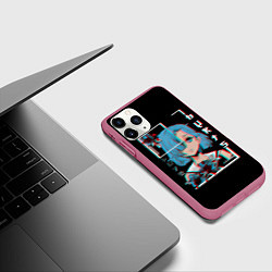 Чехол iPhone 11 Pro матовый Love Anime Girl Flowers, цвет: 3D-малиновый — фото 2