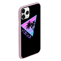 Чехол iPhone 11 Pro матовый Ретро Пальмы Градиент, цвет: 3D-розовый — фото 2
