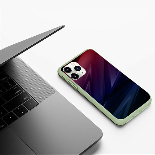 Чехол iPhone 11 Pro матовый Geometry violet dark / 3D-Салатовый – фото 3