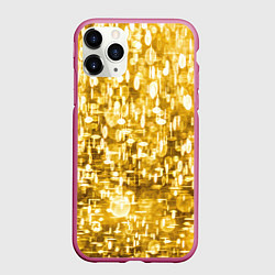 Чехол iPhone 11 Pro матовый Абстрактное множество золотых огней - Яркожёлтый, цвет: 3D-малиновый