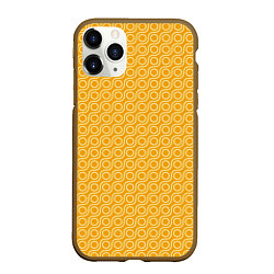 Чехол iPhone 11 Pro матовый Волнистые желтые узоры, цвет: 3D-коричневый