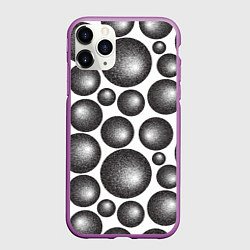 Чехол iPhone 11 Pro матовый Объёмные шары - текстура, цвет: 3D-фиолетовый