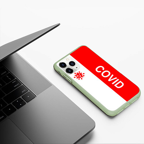 Чехол iPhone 11 Pro матовый COVID - ВИРУС / 3D-Салатовый – фото 3