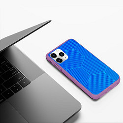 Чехол iPhone 11 Pro матовый Blue geometry линии, цвет: 3D-фиолетовый — фото 2