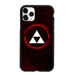 Чехол iPhone 11 Pro матовый Символ Zelda и краска вокруг на темном фоне, цвет: 3D-черный