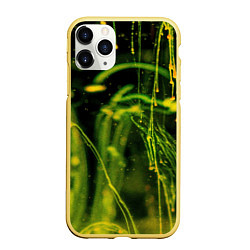 Чехол iPhone 11 Pro матовый Абстрактные мазки красок - Жёлтый