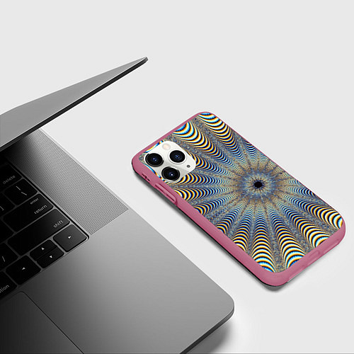 Чехол iPhone 11 Pro матовый Туннель - оптическая иллюзия / 3D-Малиновый – фото 3
