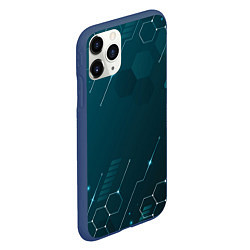 Чехол iPhone 11 Pro матовый Голубой цифровой фон, цвет: 3D-тёмно-синий — фото 2