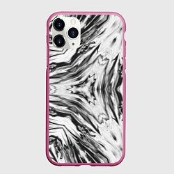 Чехол iPhone 11 Pro матовый Черно-белый абстрактный узор Трио, цвет: 3D-малиновый