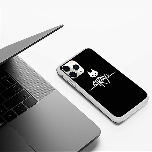 Чехол iPhone 11 Pro матовый Stray night cat / 3D-Белый – фото 3
