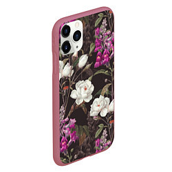 Чехол iPhone 11 Pro матовый Цветы Ночные Розы, цвет: 3D-малиновый — фото 2