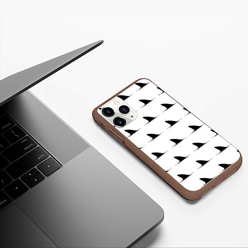 Чехол iPhone 11 Pro матовый Плавники акул - паттерн / 3D-Коричневый – фото 3
