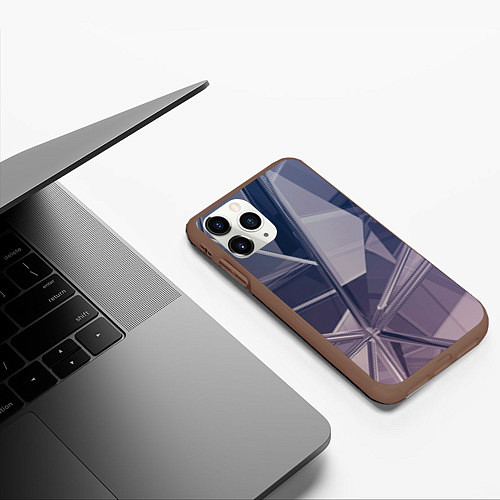 Чехол iPhone 11 Pro матовый Стеклянная мозаика / 3D-Коричневый – фото 3
