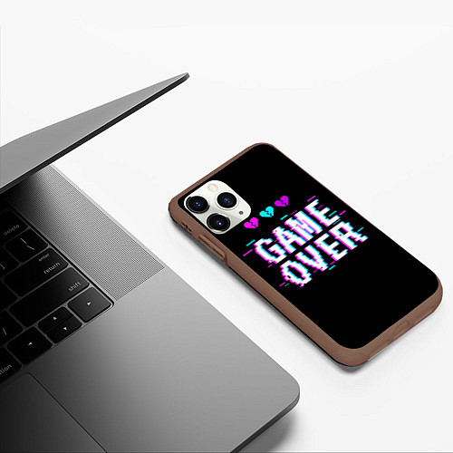 Чехол iPhone 11 Pro матовый Game Over Pixels / 3D-Коричневый – фото 3