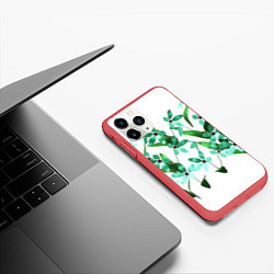 Чехол iPhone 11 Pro матовый Flowers green light, цвет: 3D-красный — фото 2
