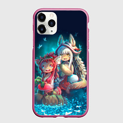 Чехол iPhone 11 Pro матовый Наначи и Митти из аниме Сделано в бездне, цвет: 3D-малиновый