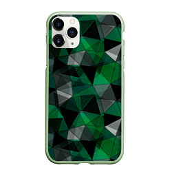 Чехол iPhone 11 Pro матовый Зеленый, серый и черный геометрический, цвет: 3D-салатовый