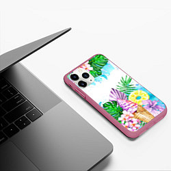 Чехол iPhone 11 Pro матовый Тропический рай и мороженое, цвет: 3D-малиновый — фото 2