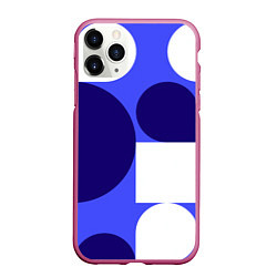 Чехол iPhone 11 Pro матовый Абстрактный набор геометрических фигур - Синий фон, цвет: 3D-малиновый