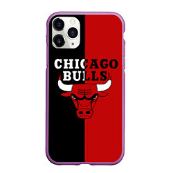 Чехол iPhone 11 Pro матовый Чикаго Буллз black & red, цвет: 3D-фиолетовый