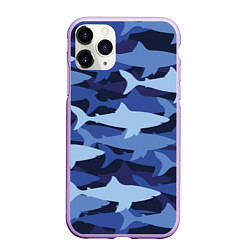 Чехол iPhone 11 Pro матовый Акулий камуфляж - паттерн, цвет: 3D-сиреневый