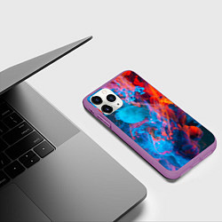 Чехол iPhone 11 Pro матовый Абстрактное переплетение оранжевой и синей красок, цвет: 3D-фиолетовый — фото 2