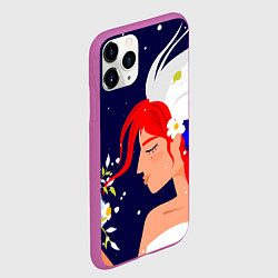 Чехол iPhone 11 Pro матовый Русская девушка с триколором на волосах, цвет: 3D-фиолетовый — фото 2