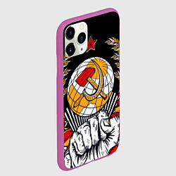 Чехол iPhone 11 Pro матовый Герб СССР на черном фоне, цвет: 3D-фиолетовый — фото 2