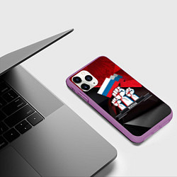 Чехол iPhone 11 Pro матовый Русская сила: кулаки, цвет: 3D-фиолетовый — фото 2