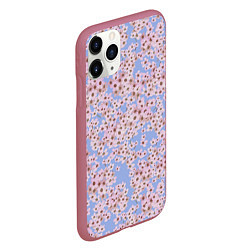 Чехол iPhone 11 Pro матовый Цветы Нарисованные На Голубом Фоне, цвет: 3D-малиновый — фото 2
