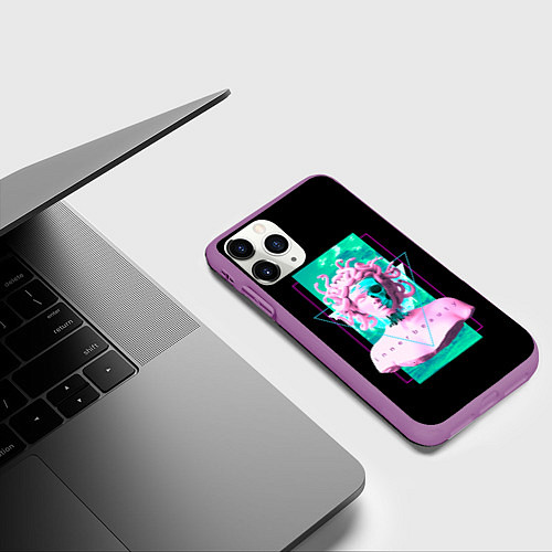 Чехол iPhone 11 Pro матовый Бюст Горгоны / 3D-Фиолетовый – фото 3