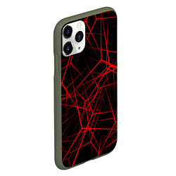 Чехол iPhone 11 Pro матовый Intersecting red rays, цвет: 3D-темно-зеленый — фото 2