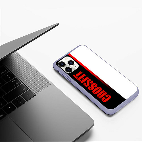 Чехол iPhone 11 Pro матовый Кроссфит - черный и белый / 3D-Светло-сиреневый – фото 3