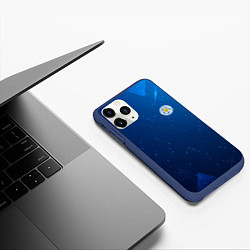 Чехол iPhone 11 Pro матовый Сборная Уругвая синяя абстракция, цвет: 3D-тёмно-синий — фото 2