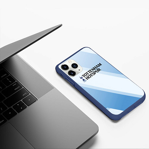 Чехол iPhone 11 Pro матовый Tottenham hotspur Голубые полосы / 3D-Тёмно-синий – фото 3