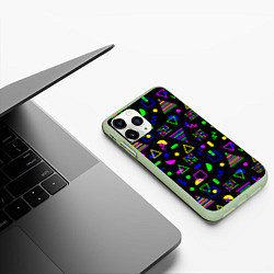 Чехол iPhone 11 Pro матовый Кислотный Мемфис, цвет: 3D-салатовый — фото 2